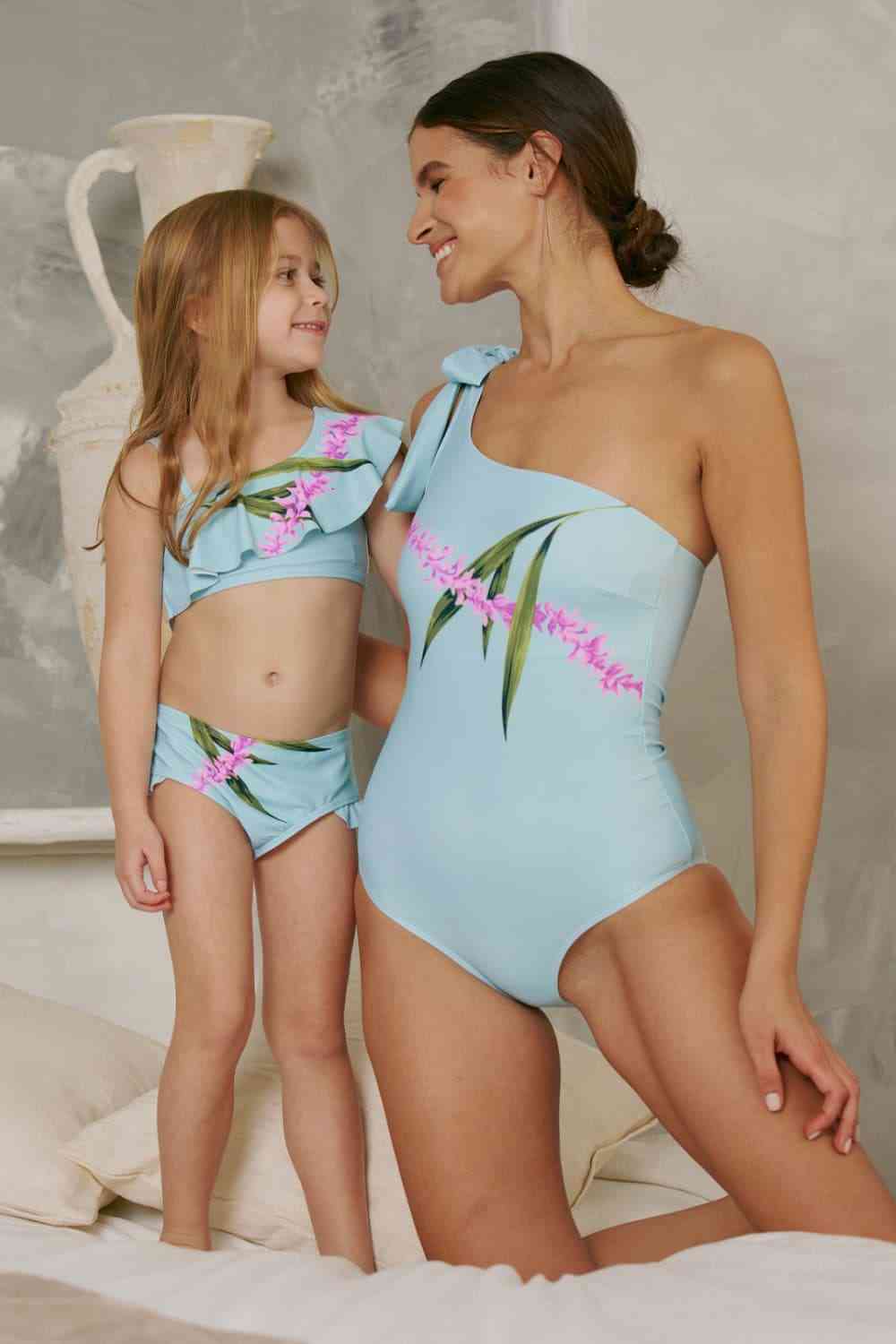 Marina West Swim Vacay Mode One Shoulder Swimsuit in Pastel Blue Pastel Blue