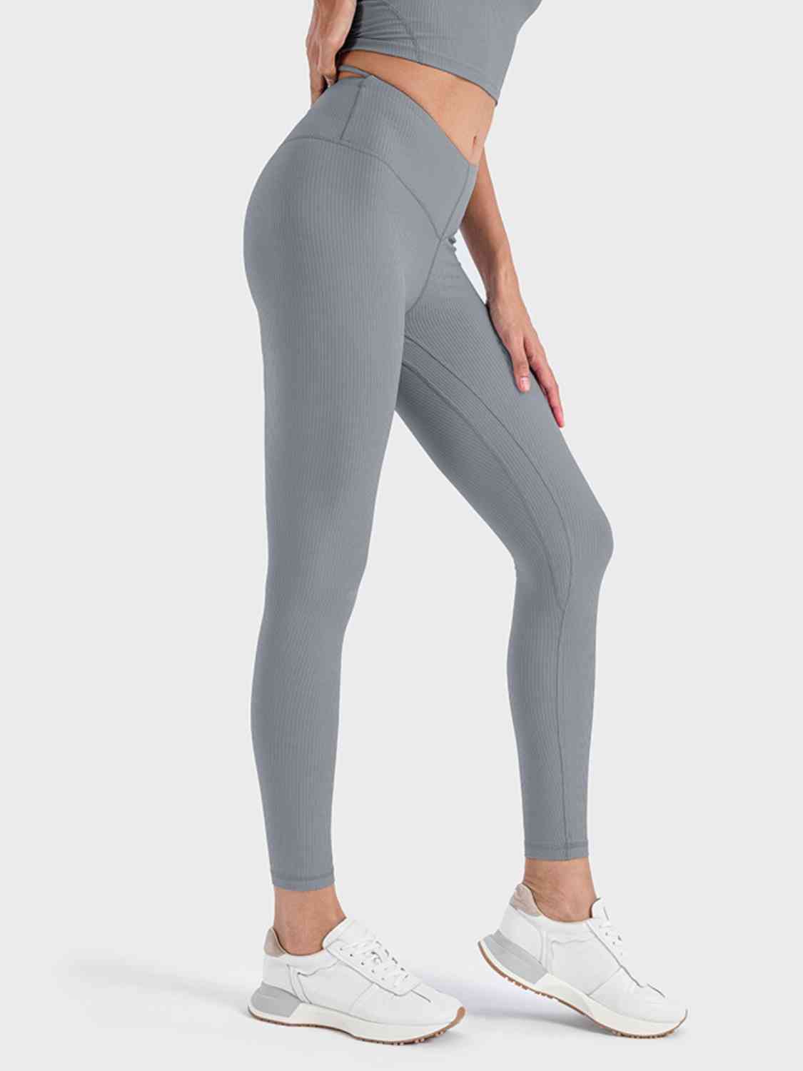 Wide Waistband Sports Leggings Heather Gray