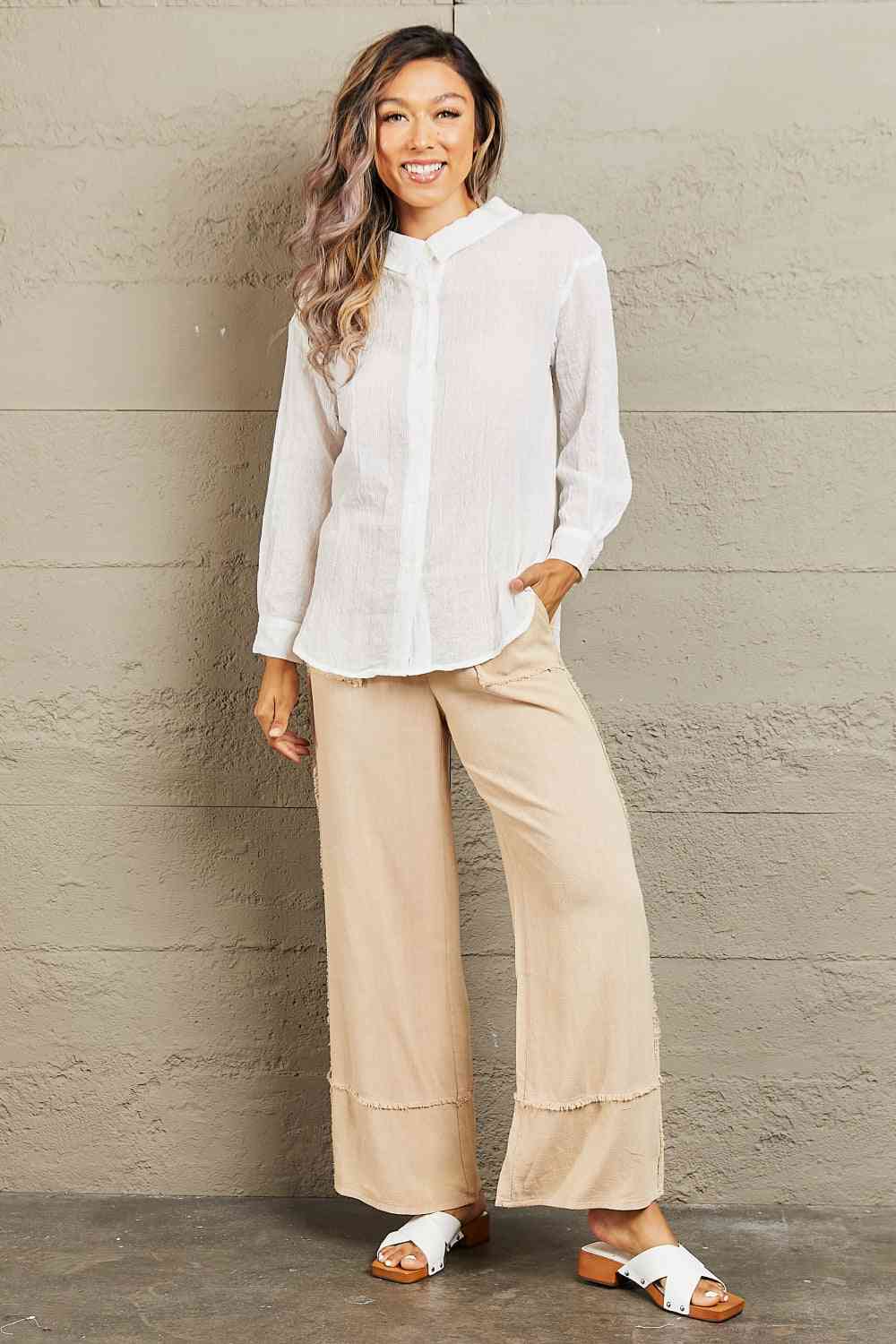 Petal Dew Take Me Out Lightweight Button Down Top