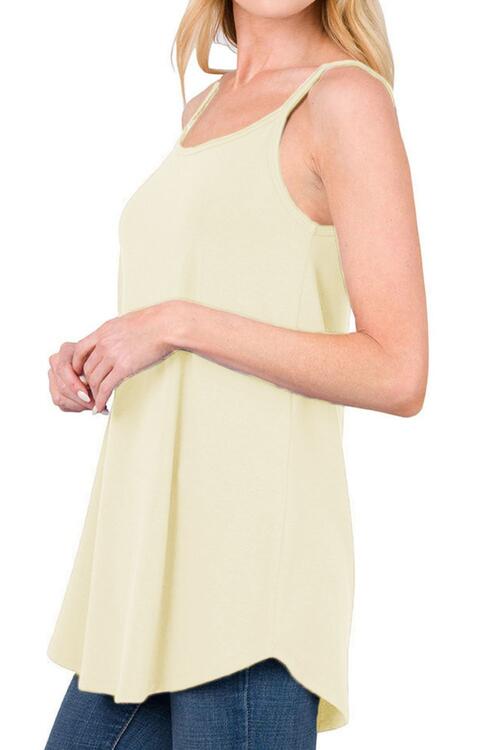 Full Size Spaghetti Strap V-Neck Flowy Tunic Cami