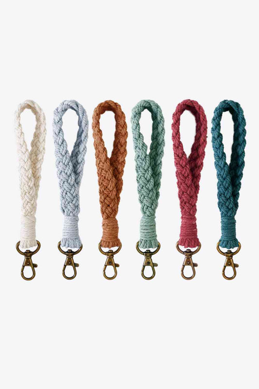 Random 6-Pack Braided Key Chain Multicolor One Size