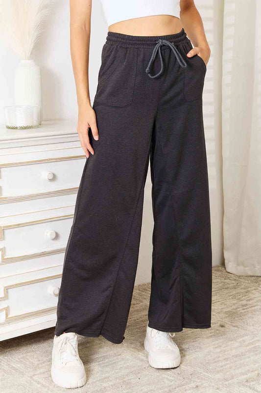 Basic Bae Wide Leg Pocketed Pants Charcoal