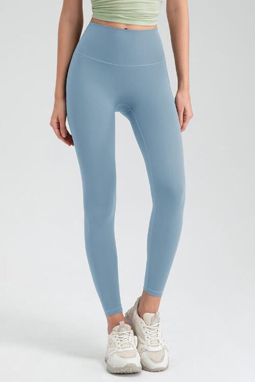 Wide Waistband High Waist Sport Leggings Misty Blue