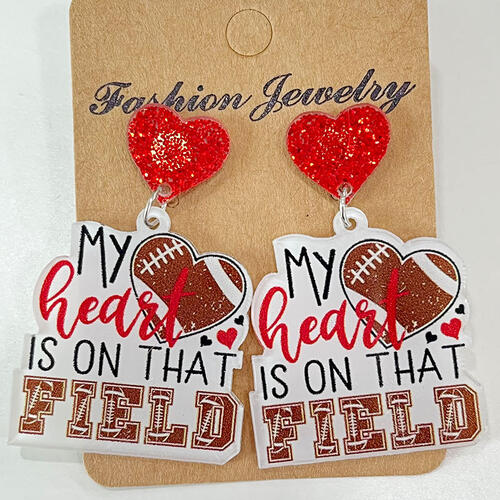 Heart Shape Sports Theme Acrylic Dangle Earrings Style F One Size