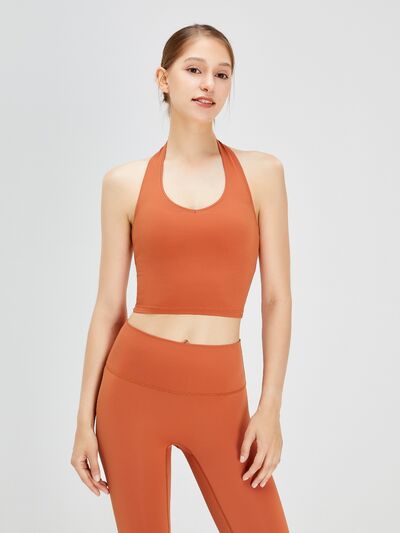 Backless Halter Neck Active Tank Pumpkin