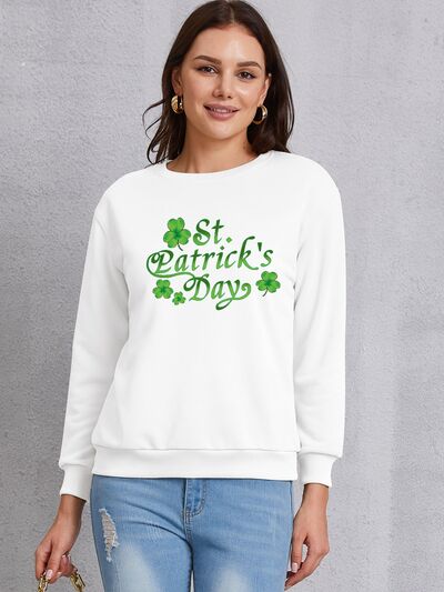 ST. PATRICK'S DAY Round Neck Dropped Shoulder Sweatshirt White