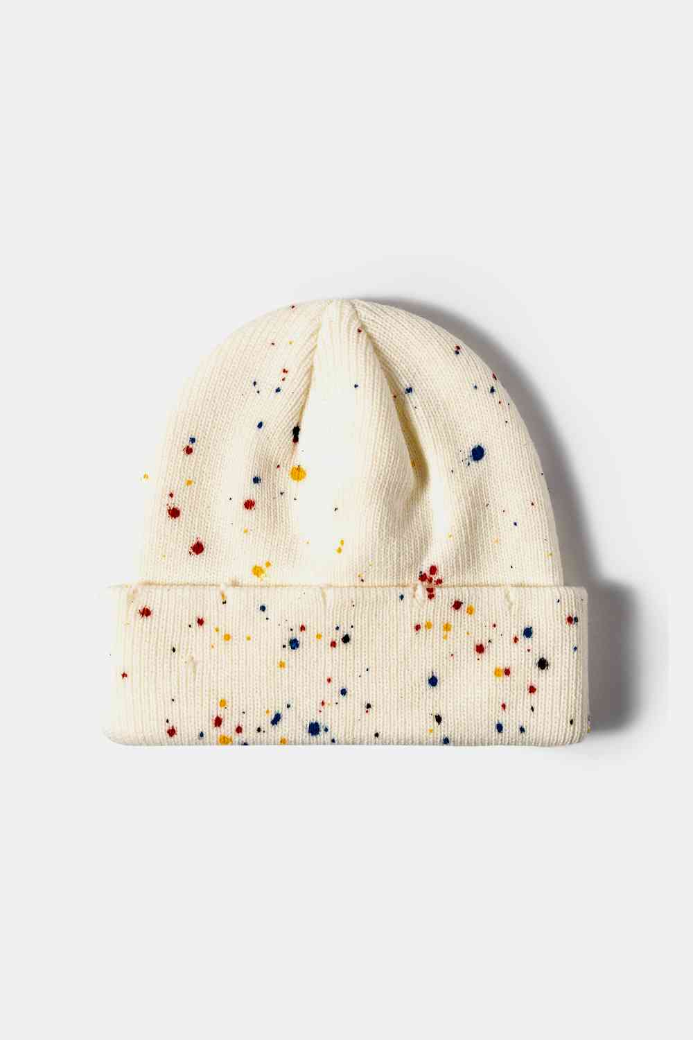 Confetti Rib-Knit Cuff Beanie White One Size