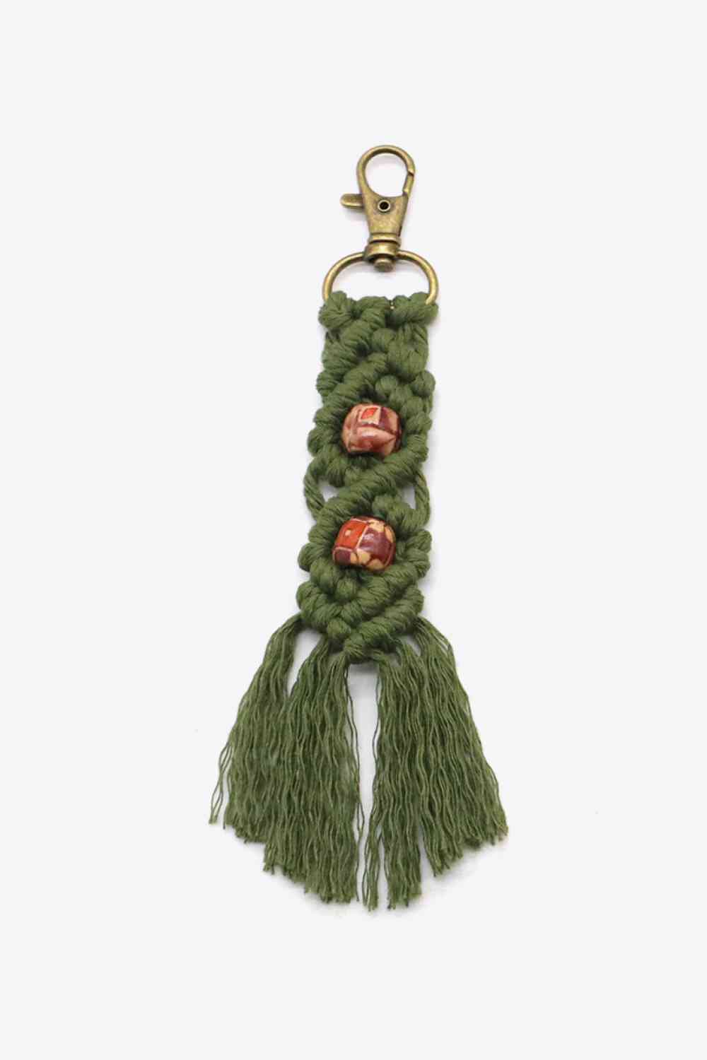 Assorted 4-Pack Handmade Macrame Fringe Keychain Army Green One Size