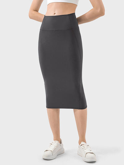 Slit Wrap Active Skirt Charcoal