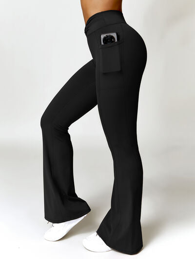 Twisted High Waist Active Pants with Pockets