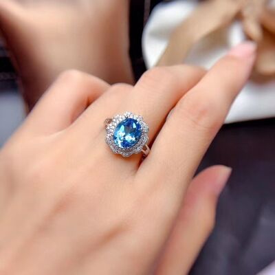 Platinum-Plated Artificial Gemstone Ring