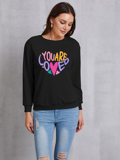 YOU ARE LOVED Dropped Shoulder Sweatshirt Black