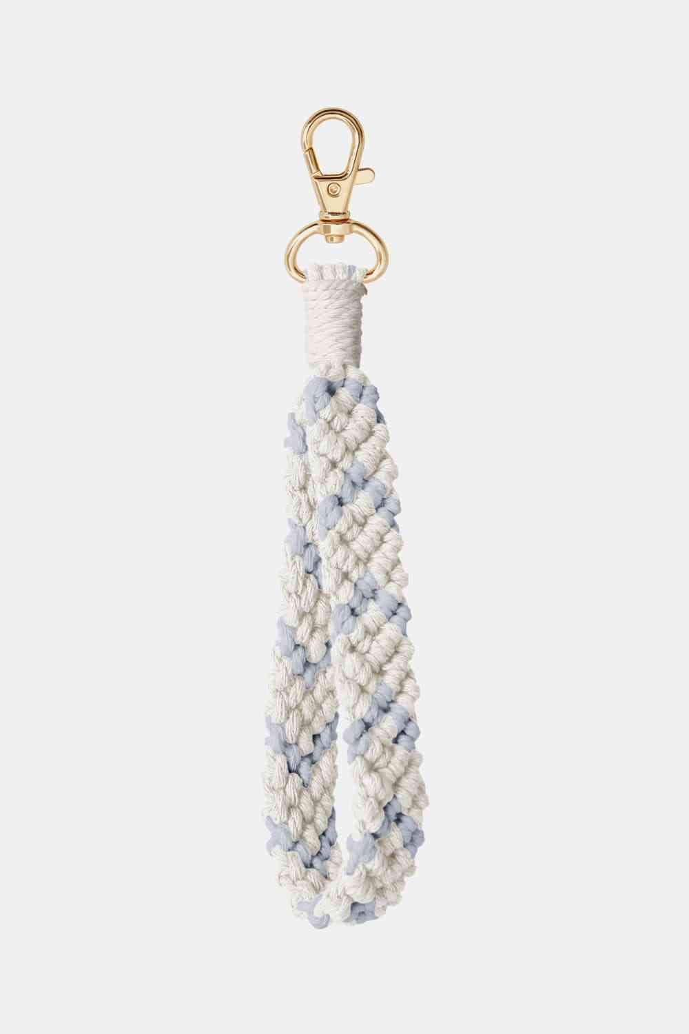 Macrame Wristlet Key Chain Misty Blue One Size