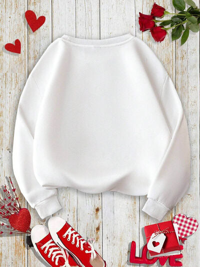 XOXO Heart Round Neck Sweatshirt