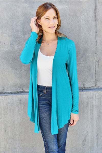 Basic Bae Full Size Open Front Long Sleeve Cardigan Sky Blue