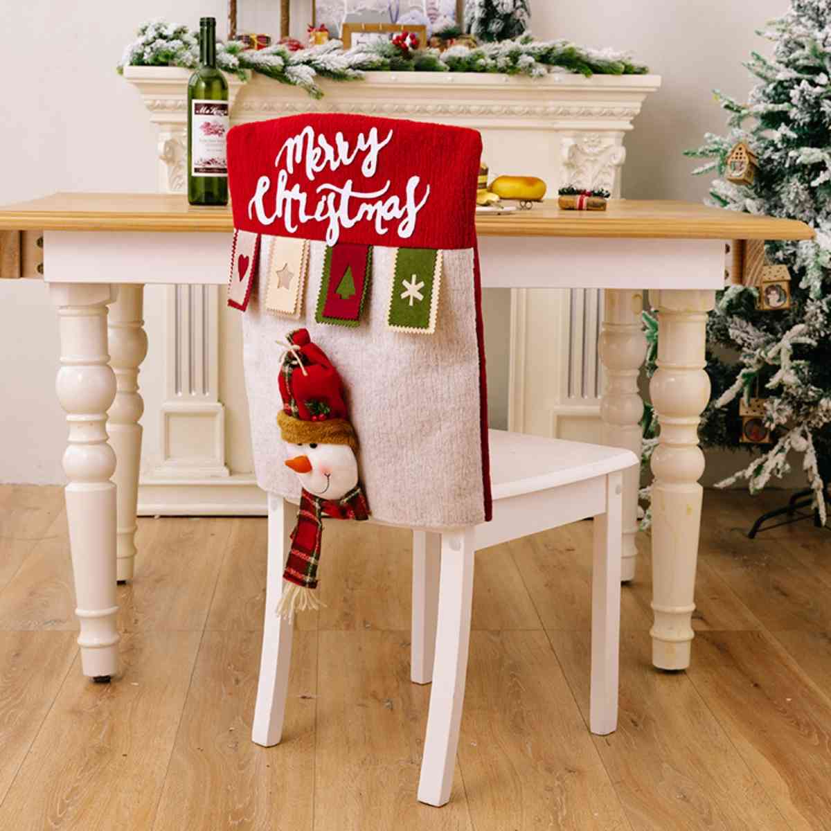 Christmas Chair Cover White One Size