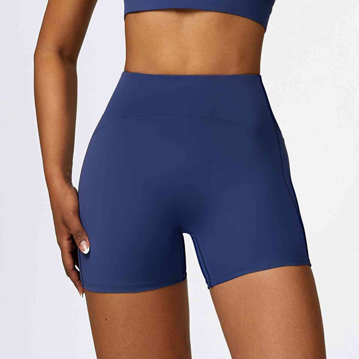 Wide Waistband Slim Fit Sports Shorts Peacock Blue