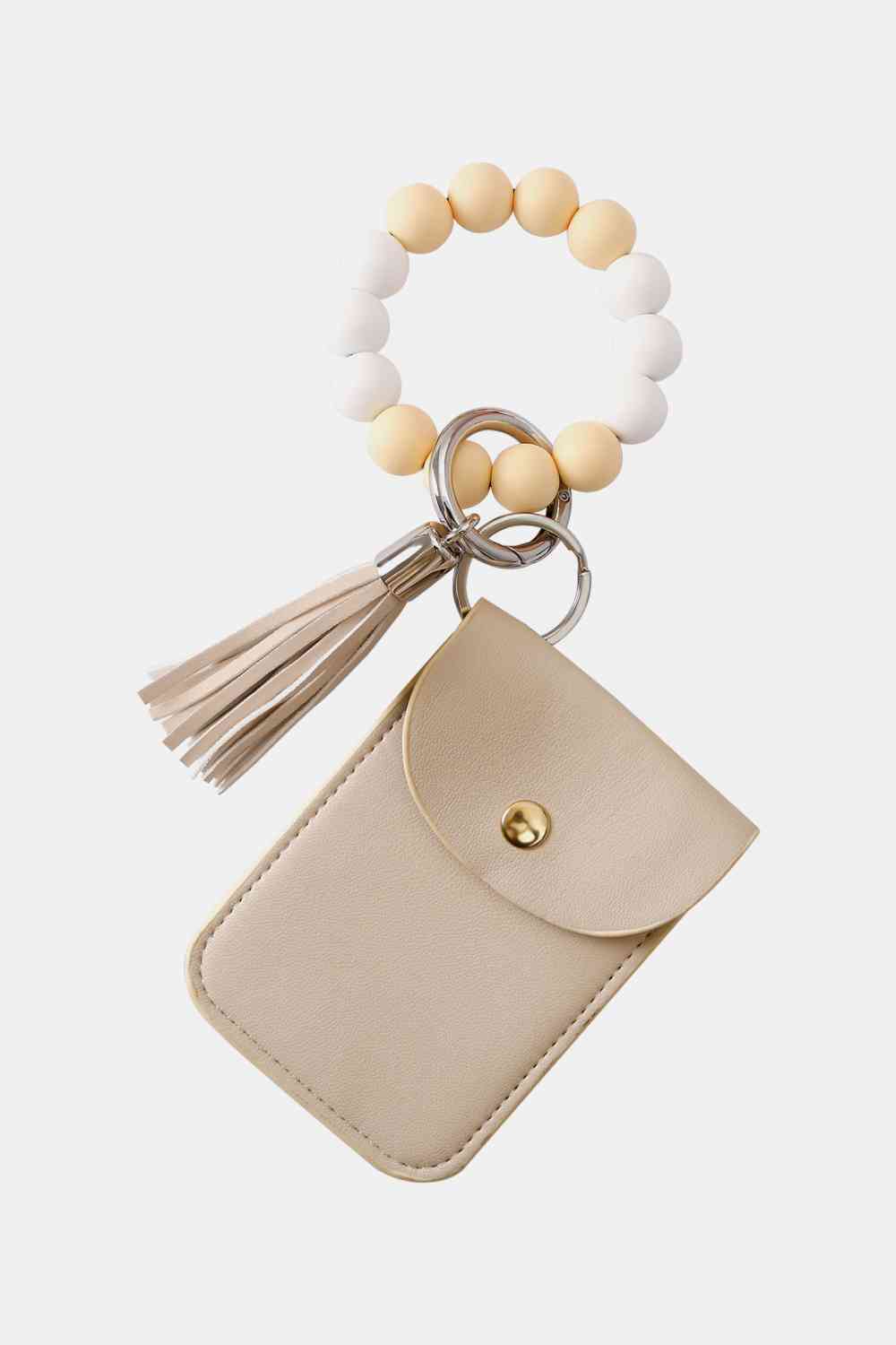 Bead Wristlet Key Chain with Wallet Sand One Size