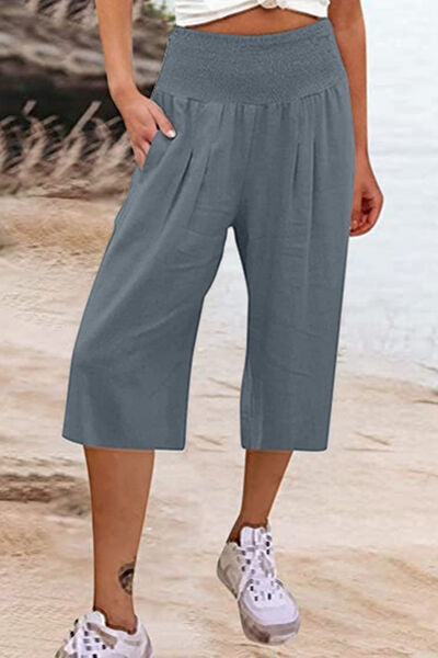 Pocketed High Waist Pants Charcoal