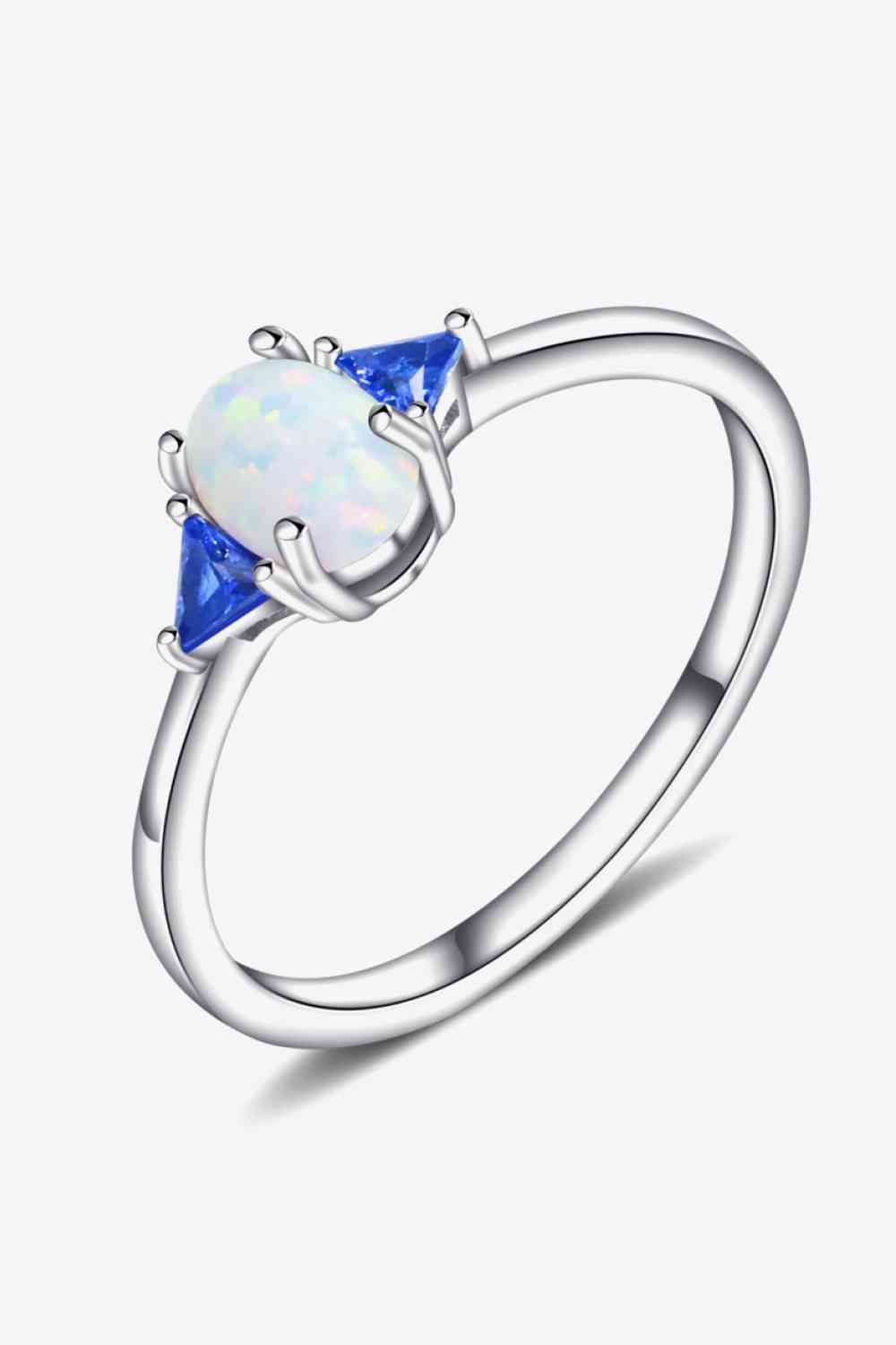 Contrast 925 Sterling Silver Opal Ring Cobalt Blue