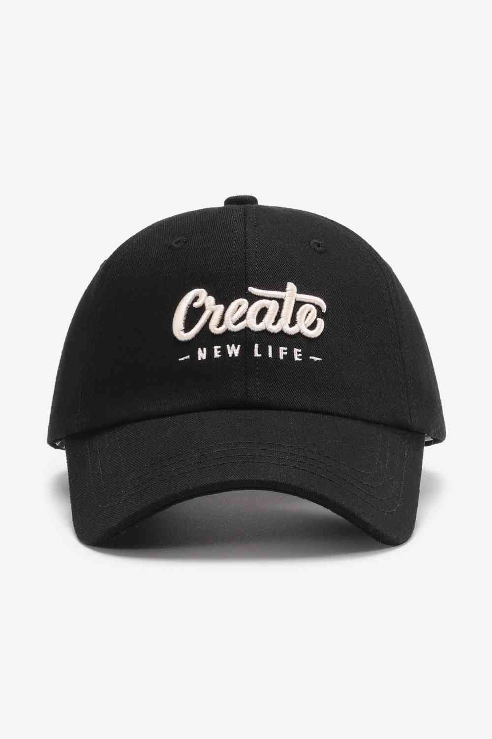 CREATE NEW LIFE Adjustable Cotton Baseball Cap Black One Size