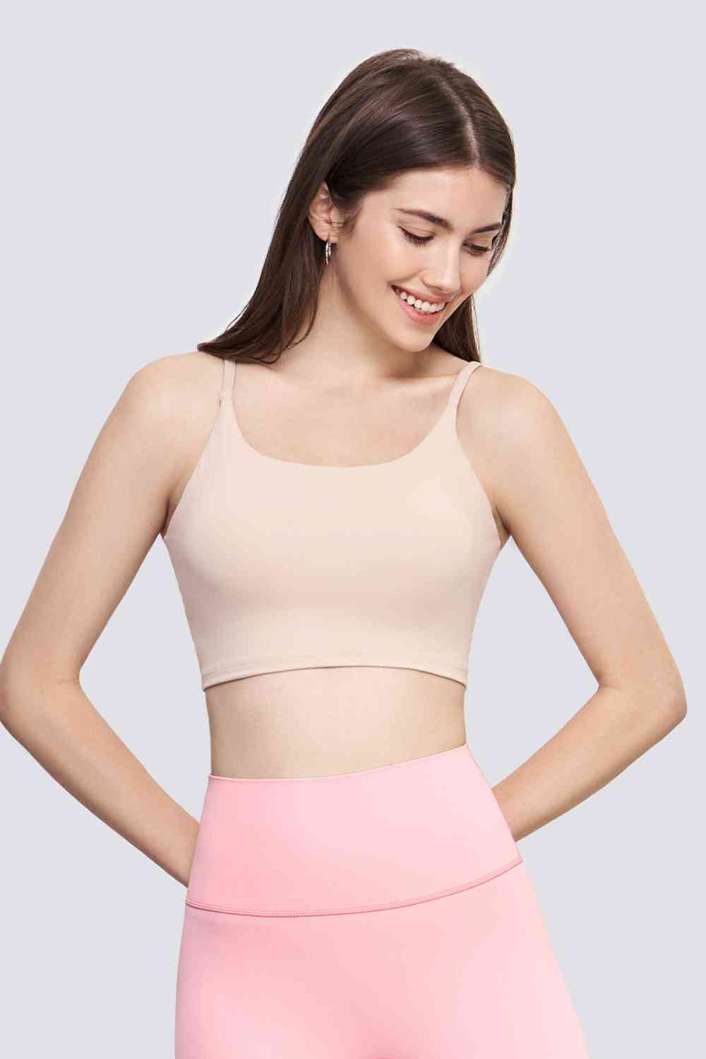 Spaghetti Strap Sports Bra Light Apricot