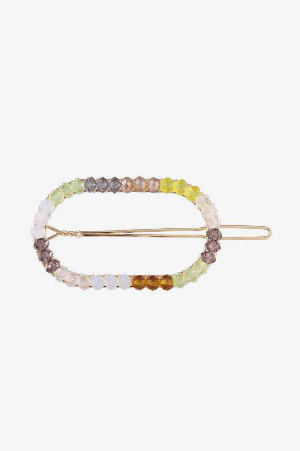 Colorful Bead Hair Pin Mustard One Size