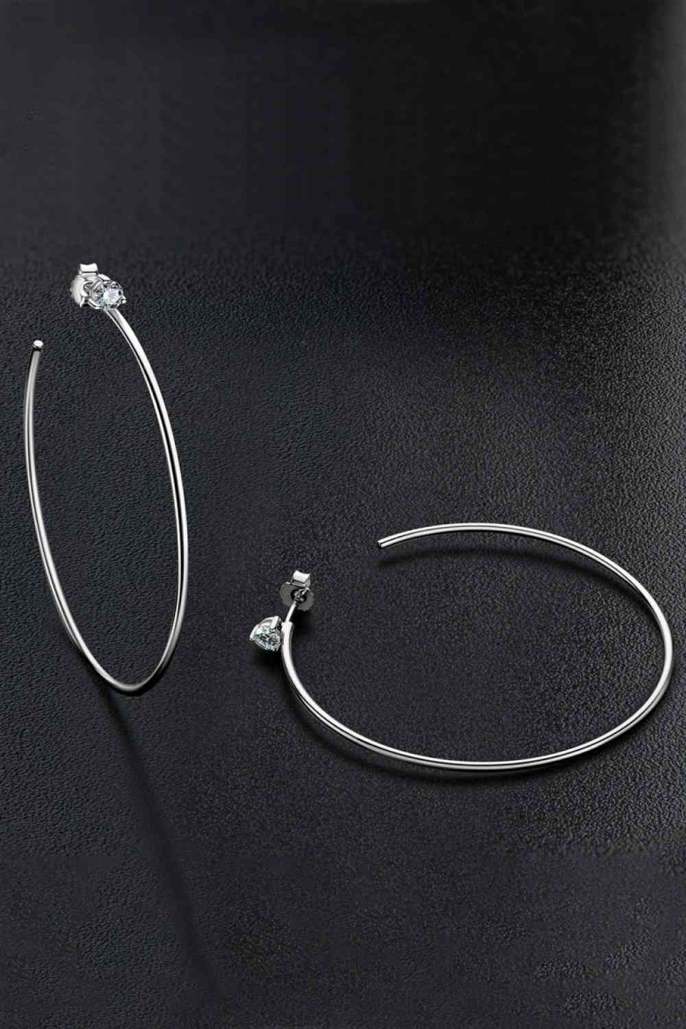 Adored 925 Sterling Silver Moissanite Hoop Earrings Silver One Size