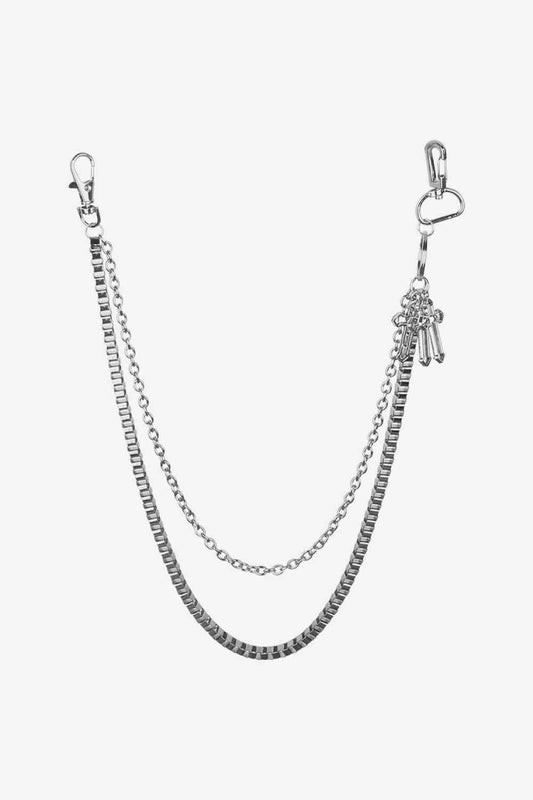 Double-Layered Cross Waist Chain Silver One Size