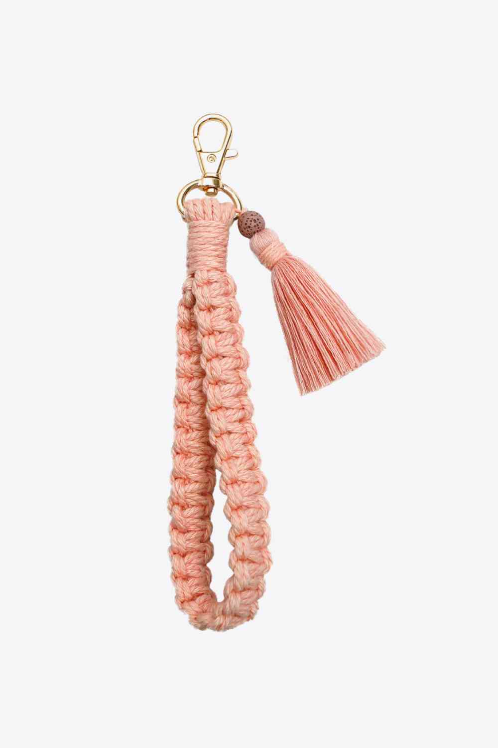 Wristlet Keychain with Tassel Peach One Size