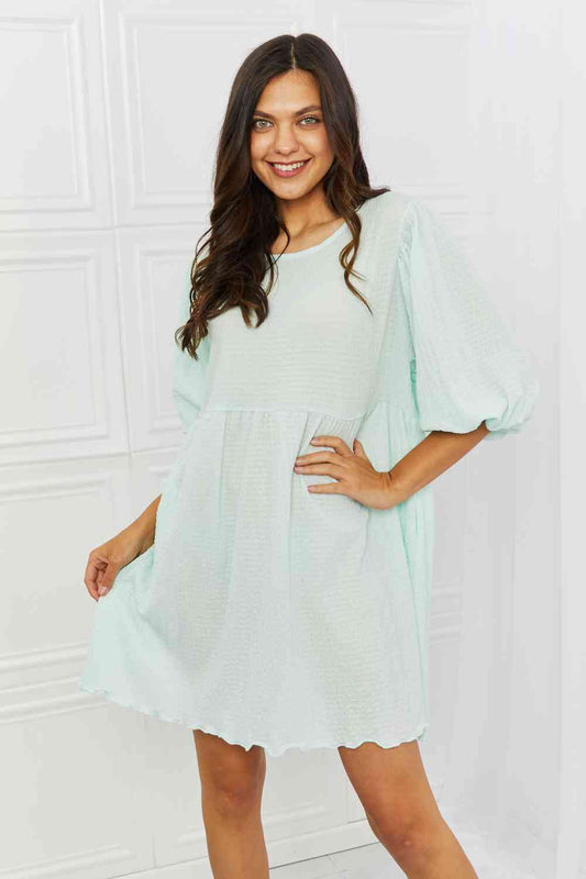 Culture Code She's The One Full Size Puff Sleeve Mini Dress New Sky Blue