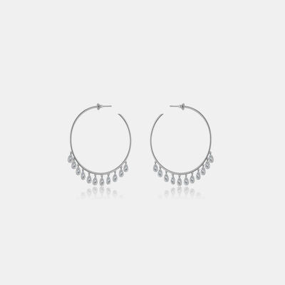 Inlaid Zircon 925 Sterling Silver Earrings Silver One Size