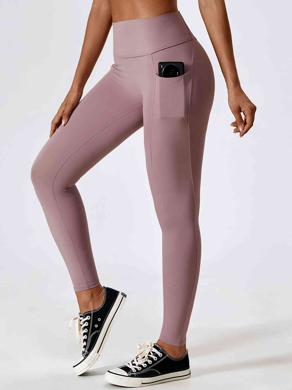 Wide Waistband Sports Pants Light Mauve