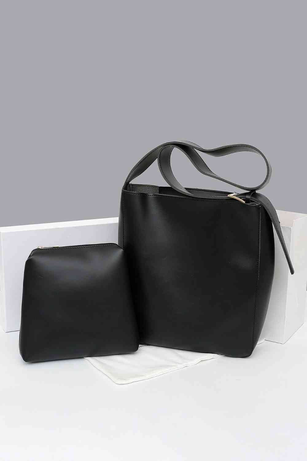 Adored 2-Piece PU Leather Tote Bag Set Black One Size