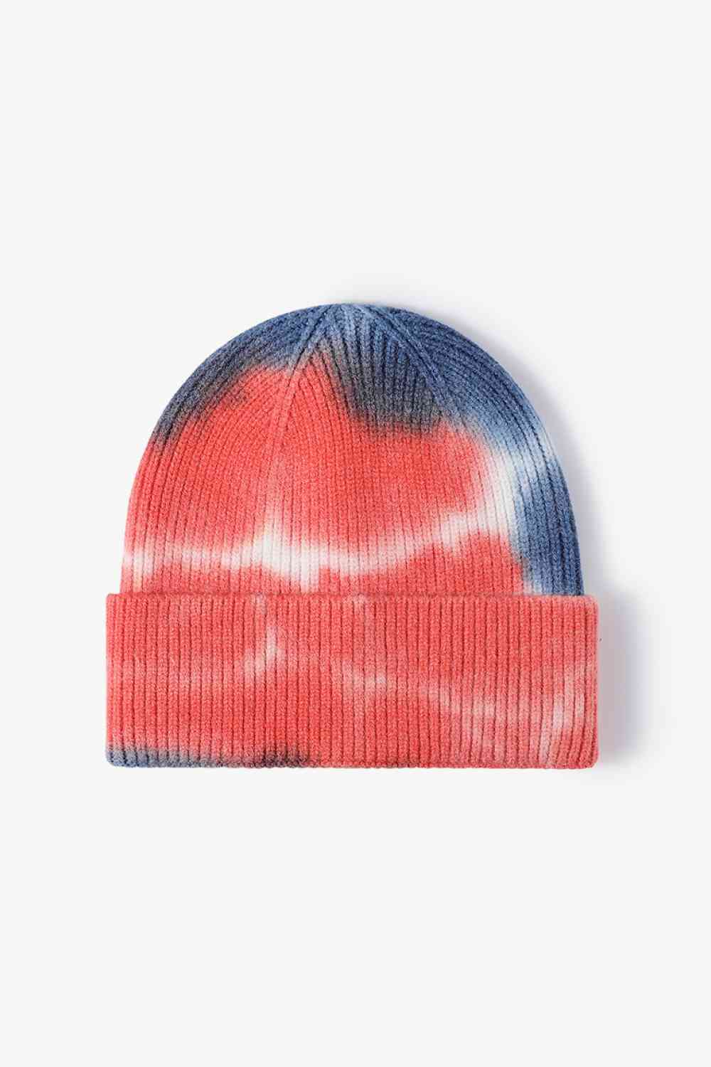 Tie-Dye Cuffed Knit Beanie Tangerine One Size