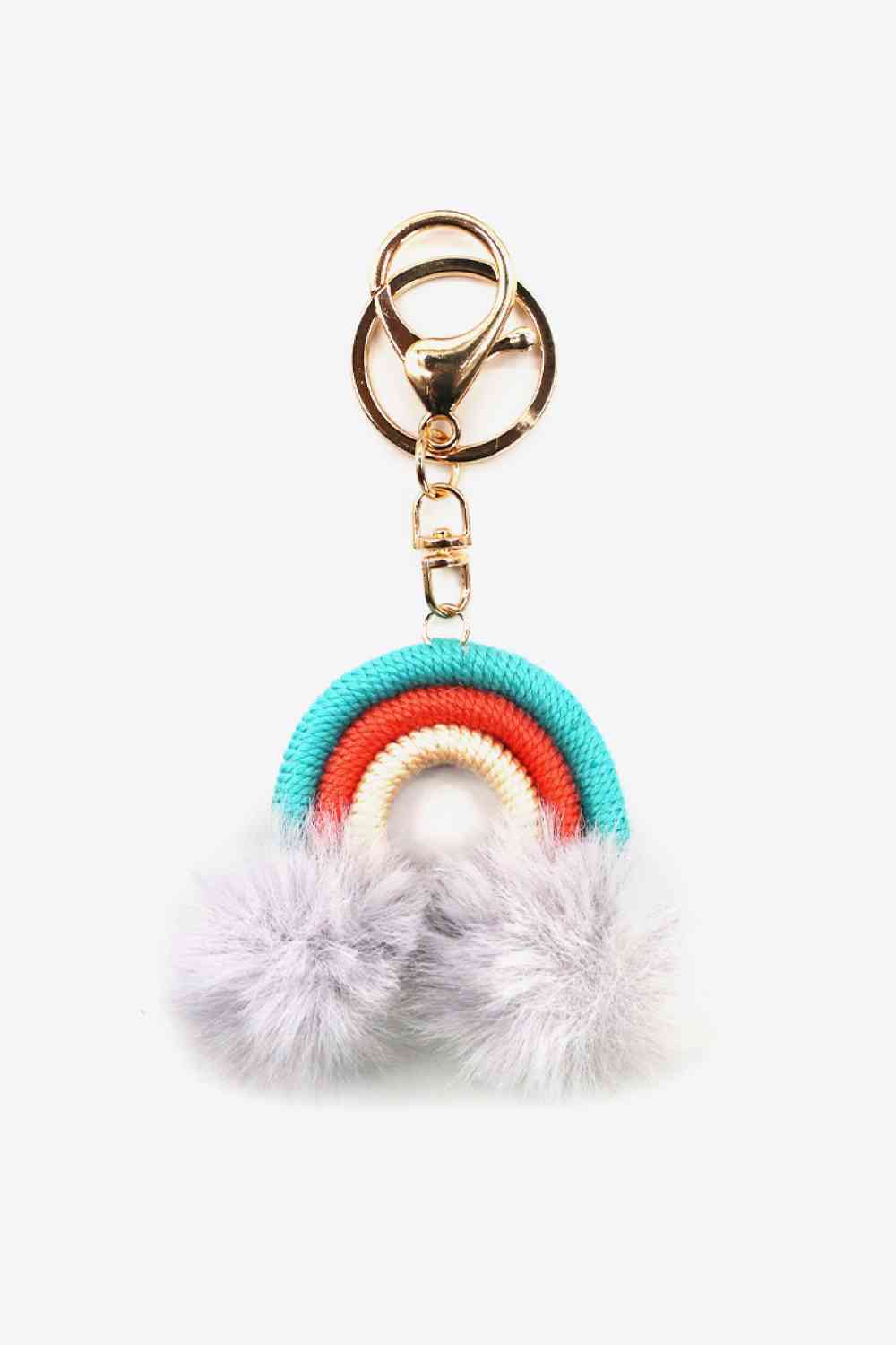 Assorted 4-Pack Rainbow Pom Pom Keychain Light Gray One Size