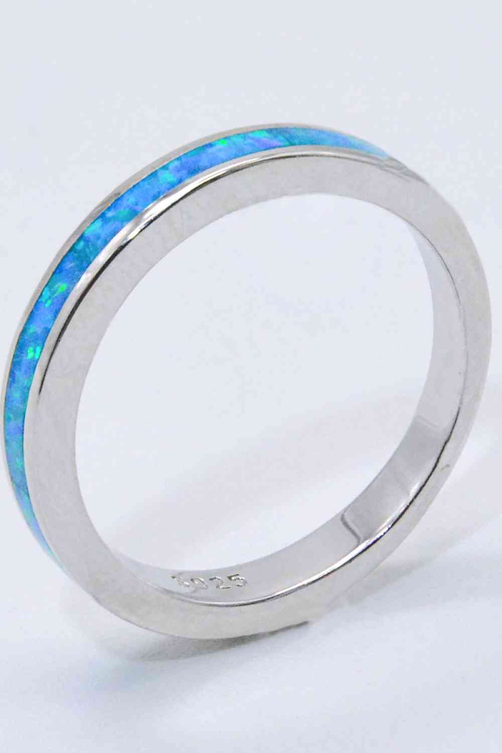 925 Sterling Silver Opal Ring in Sky Blue