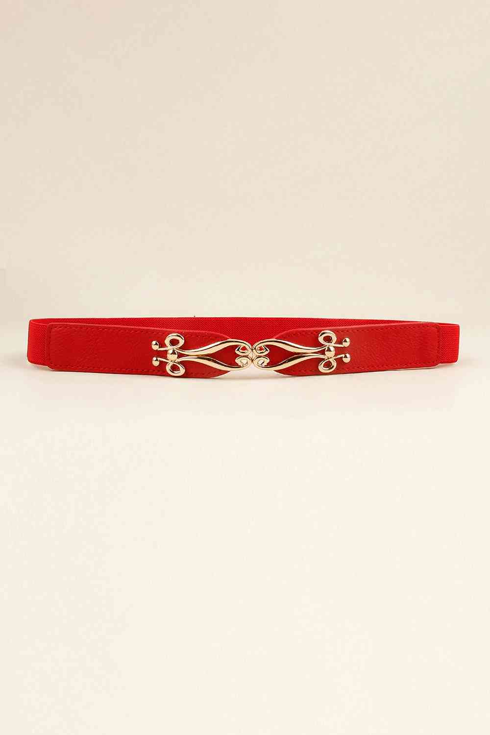 Alloy Buckle Elastic Belt Red One Size