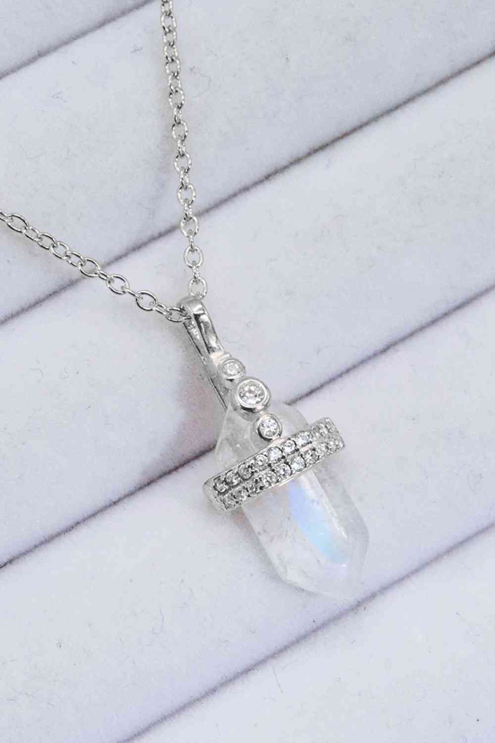 925 Sterling Silver Moonstone Pendant Necklace Silver One Size