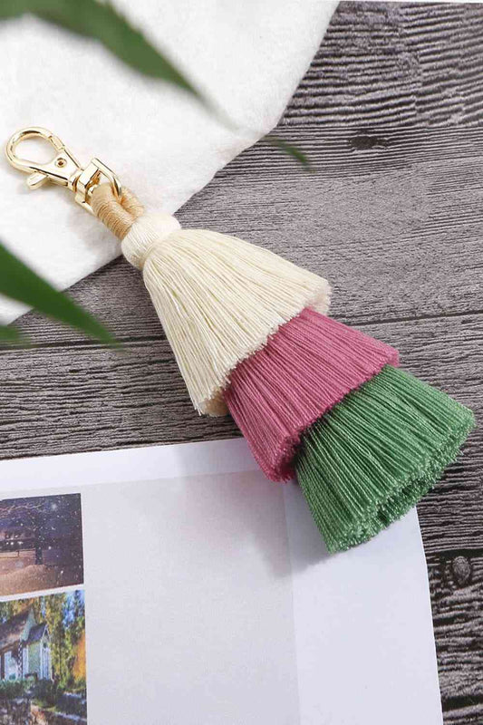 Layered Tassel Keychain Ivory One Size