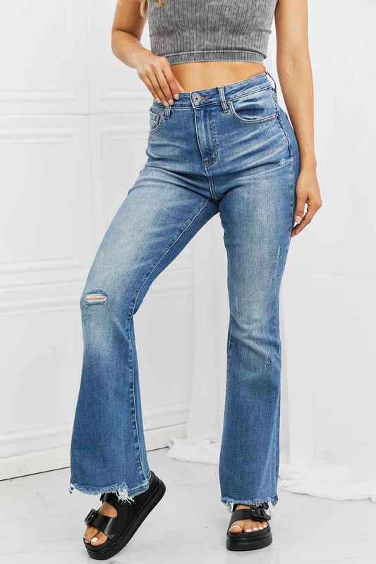 RISEN Full Size Iris High Waisted Flare Jeans Medium