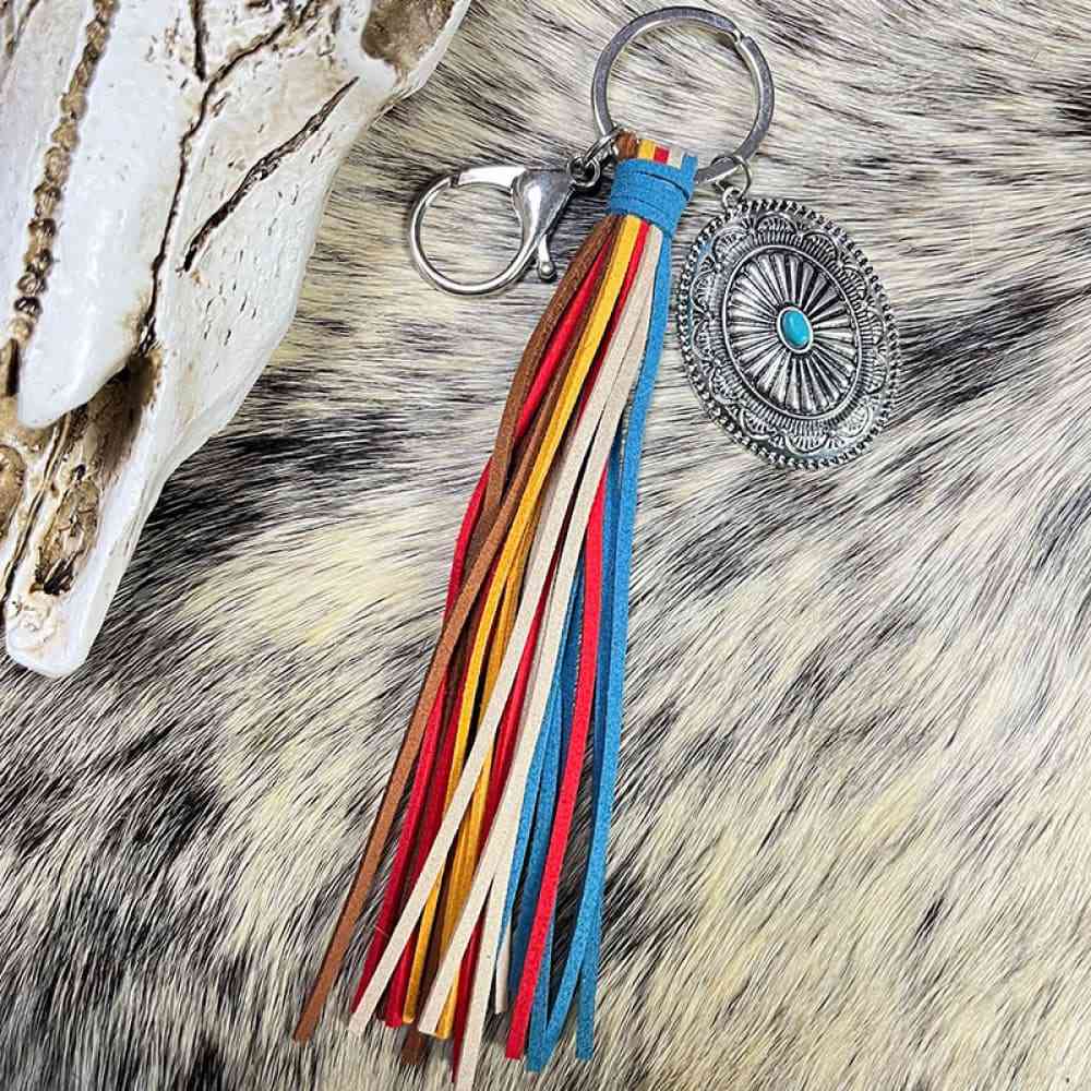 Turquoise Keychain with Tassel Style A One Size