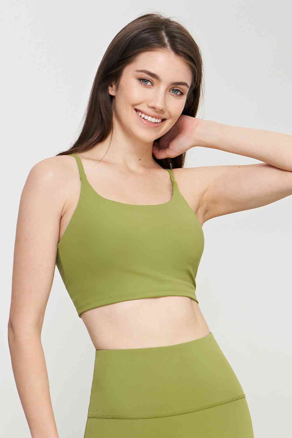 Spaghetti Strap Sports Bra Matcha Green