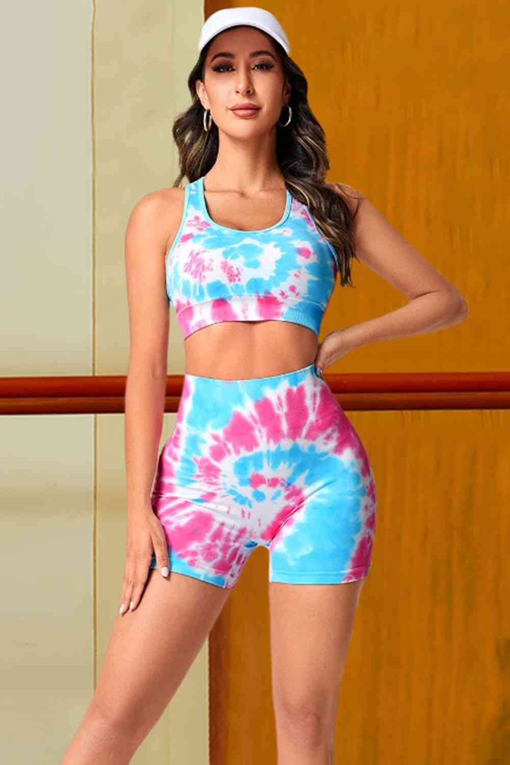 Tie-Dye Sports Tank and Shorts Set Multicolor